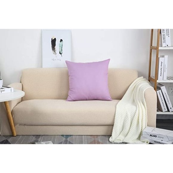 TangDepot Cotton Solid Throw Pillow Covers, 18" x 18" , Light Purple Lavender - Picture 4 of 6